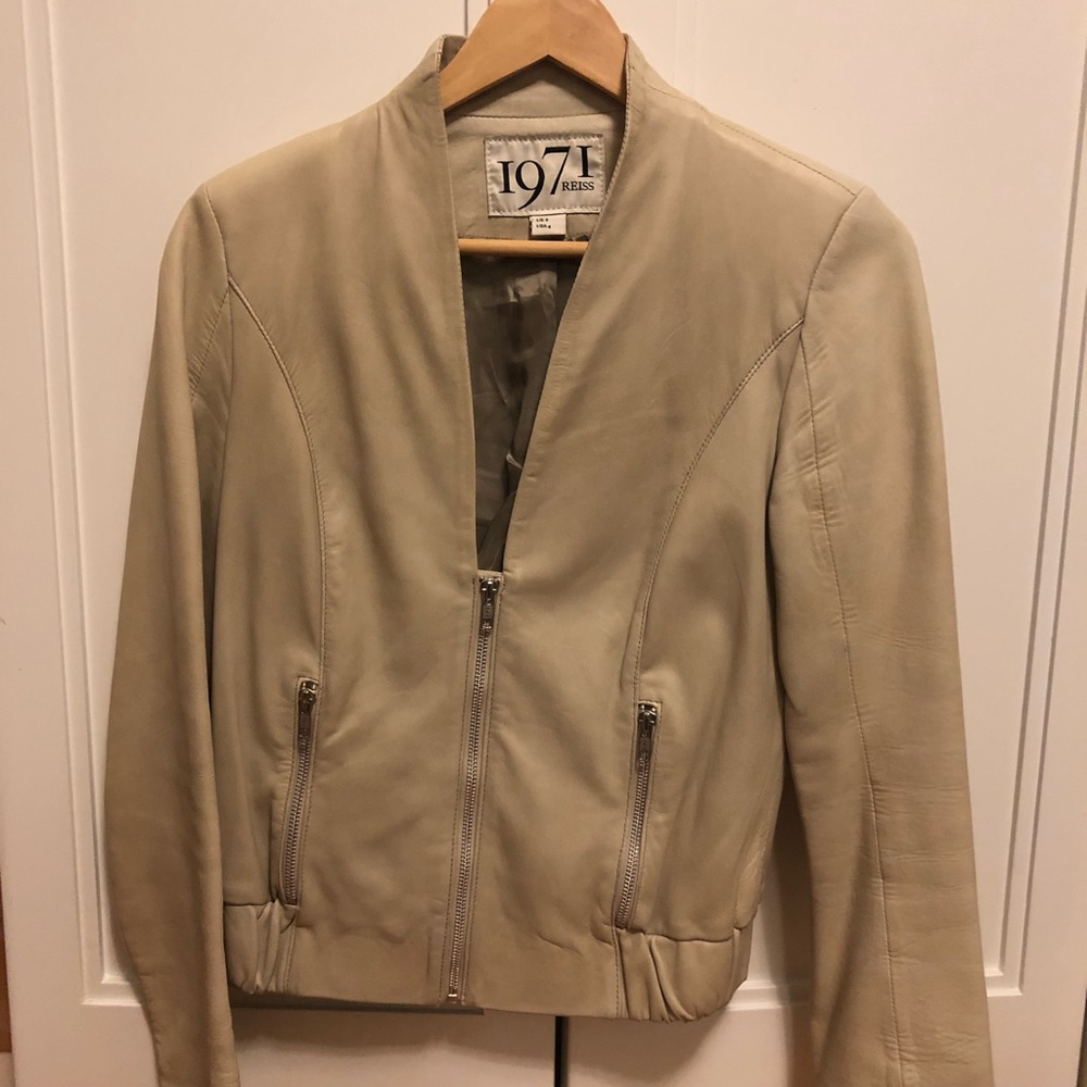 Reiss 1971 Cream Leather Jacket